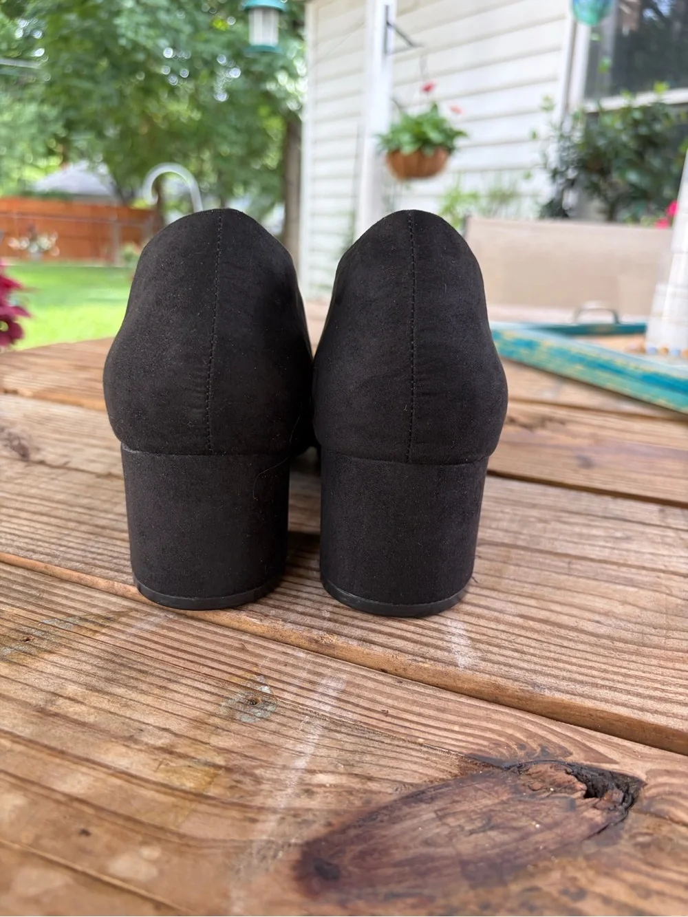 Lane Bryant Black Suede Low Block Heel Pumps in 10W.